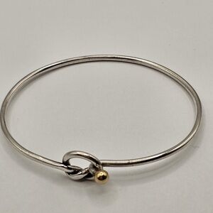 Tiffany & Co. Sterling Silver & 18k Gold Knot Hook Narrow Bangle Bracelet